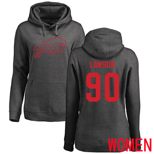 NFL Women Buffalo Bills #90 Shaq Lawson Ash One Color Pullover Hoodie Sweatshirt